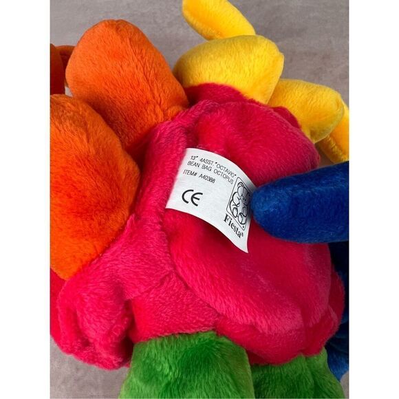 Vintage Fiesta Stuffed Plush Octopus Colorful Beanbag Toy Green Pink Blue - Picture 8 of 10